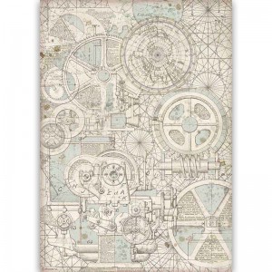 Рисовая бумага для декупажа Stamperia DFSA3080 "Бродяга - механизмы", А3